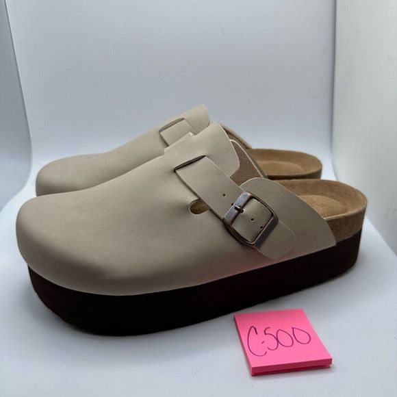 CUSHIONAIRE Women's Cork Footbed Platform Clog 10 SAND - Picture 3 of 7